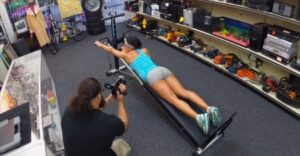 XXXPawn Muscular Chick Spreads Eagle For Cash